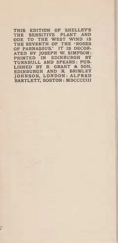 Buch: Shelley's The sensitive Plant and Ode to the Wild West, 1904, T. N. Foulis