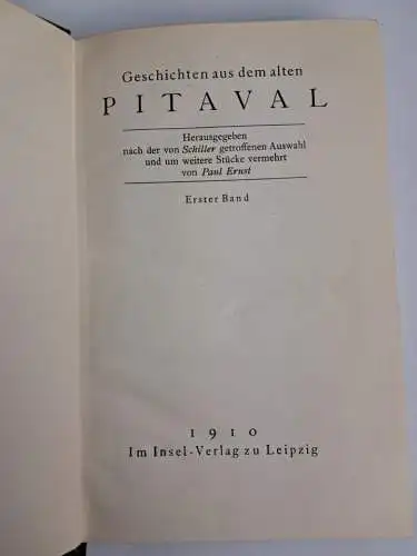 Buch: Geschichten aus dem alten Pitaval, Paul Ernst (Hrsg.), 1910, Insel, 3 Bde