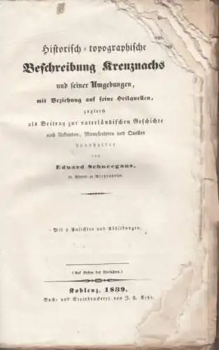Buch: Kreuznach und seine Umgebungen, Schneegans, Eduard. 1839