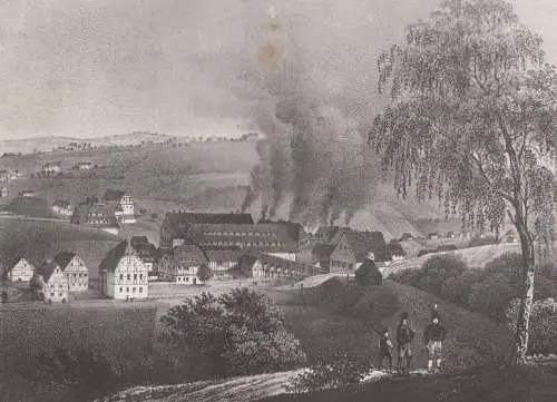 Lithografie: Das Amalgamierwerk bey Freyberg, Eduard Pietzsch, um 1836, Saxonia
