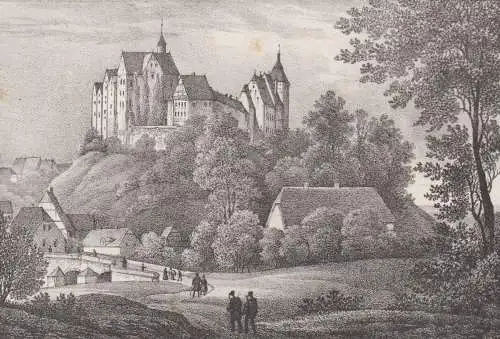 Das königliche Schloss in Nossen & Die Prinzenhöhle, 1835, Saxonia, Litho 349469