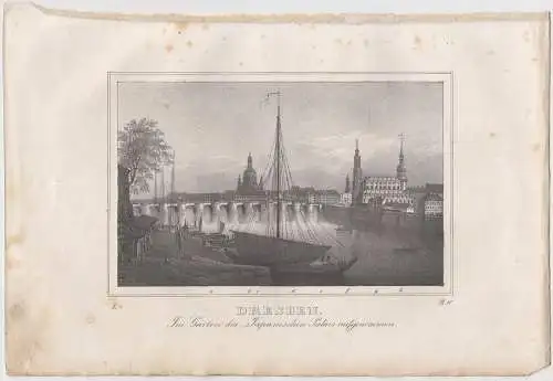 Lithografie: Dresden. - Im Garten des Japanischen..., um 1836, Eduard Pietzsch