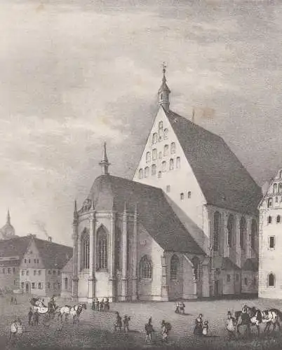 Lithografie: Der Dom zu Freyberg, Eduard Pietzsch, Ansicht Freiberg, um 1836