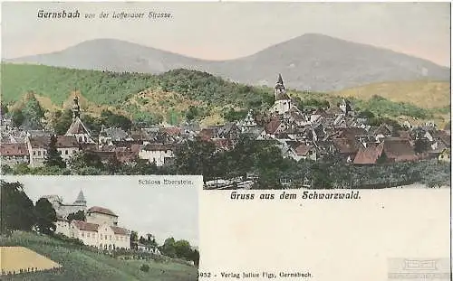 AK Gruss aus dem Schwarzwald. Gernsbach von der Lossenauer Strasse... Postkarte