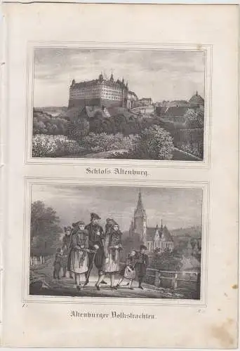 Lithografie: Schloss Altenburg, Altenburger Volkstra..., 1836, Saxonia, Pietzsch