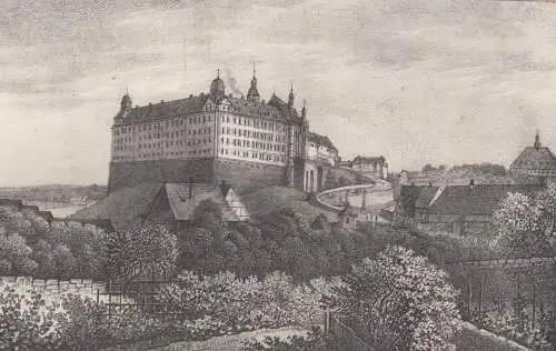 Lithografie: Schloss Altenburg, Altenburger Volkstra..., 1836, Saxonia, Pietzsch