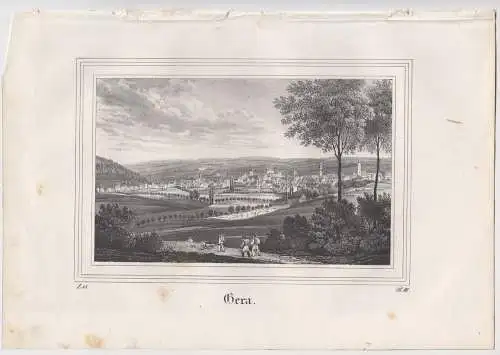 Lithografie: Gera, Eduard Pietzsch & Comp, Saxonia, um 1836, Ansicht, Grafik