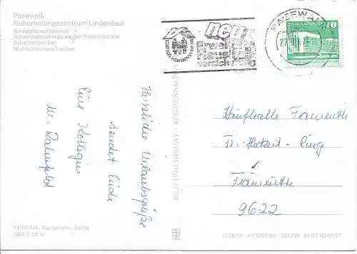 AK Naherholungszentrum Lindenbad. ca. 1986, gebraucht, gut
