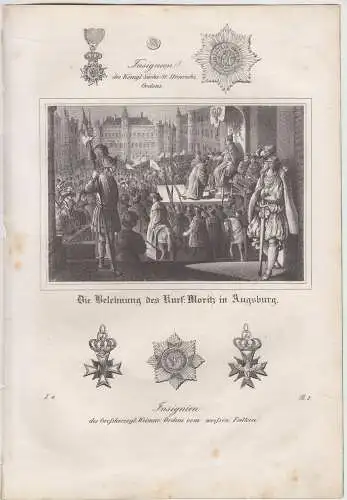 Lithografie: Die Belehnung des Kurf. Moritz..., Eduard Pietzsch, 1836, Saxonia