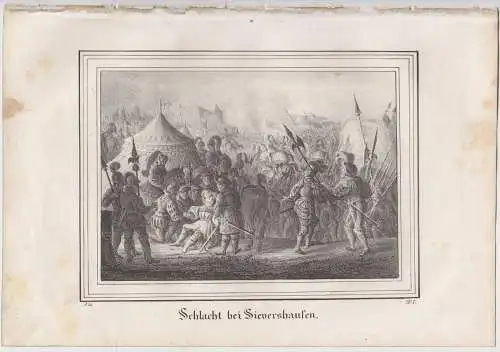 Lithografie: Schlacht bei Sievershausen, Eduard Pietzsch, Saxonia, 1836, Ansicht