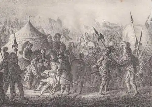 Lithografie: Schlacht bei Sievershausen, Eduard Pietzsch, Saxonia, 1836, Ansicht