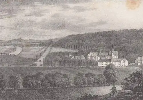 Lithografie: Pforta. & Die vormalige Frauen..., Eduard Pietzsch, Grafik, Ansicht