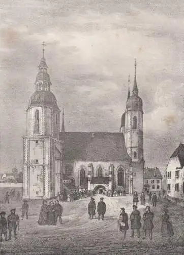 Lithografie: Die Andreaskirche in Eisleben, um 1836, Eduard Pietzsch, Grafik