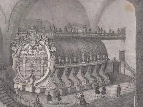 Lithografie: Das Königsteiner Fass, Eduard Pietzsch, Saxonia, um 1836, Grafik