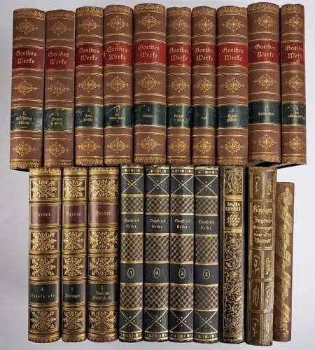 20 dekorative Bücher verschiedener Autoren, vintage, schöne Aufmachung, gold