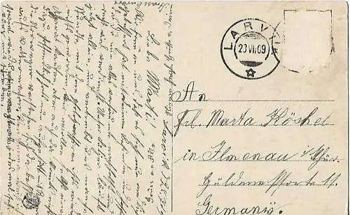 AK Larvik. ca. 1909, Postkarte. Ca. 1909, gebraucht, gut 279004