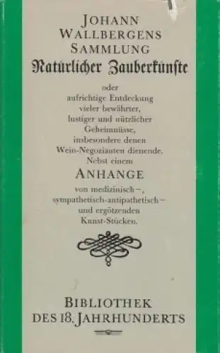 Buch: Sammlung Natürlicher Zauberkünste, Wallbergen, Johann. 1988