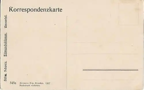 AK Edmundsklamm. Wasserfall. ca. 1907, Postkarte. Serien Nr, ca. 1907