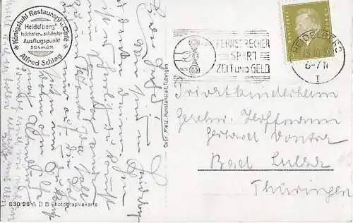 AK Heidelberg vom Philosophenweg. ca. 1932, Postkarte. Serien Nr, ca. 1932
