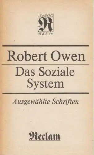 Buch: Das soziale System. Owen, Robert, Reclams Universal-Bibliothek, 1988