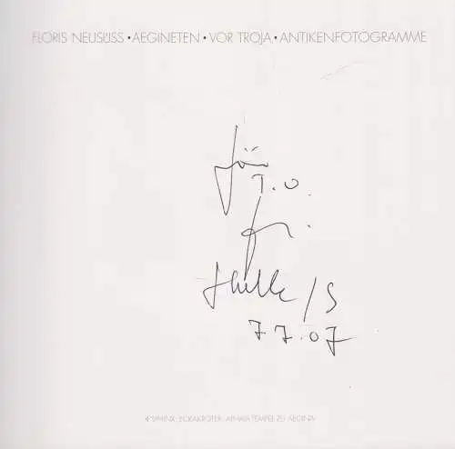 Heft: Floris Neusüss - Aegineten vor Troja, 2003, Raimund Wünsche, signiert