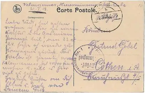 AK Herbeumont. Pont sur la Semols. ca. 1918, Postkarte. Serien Nr, ca. 1918