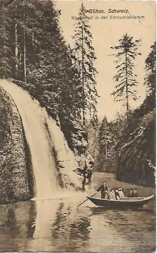 AK Böhm. Schweiz. Wasserfall in der Edmundsklamm. ca. 1927, Postkarte. Ca. 1927