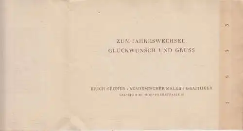 Grafik: Zum Jahreswechsel Glückwunsch und Gruß - 1953, Gruner, Erich, 1952, gut