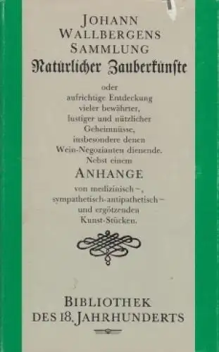 Buch: Sammlung Natürlicher Zauberkünste, Wallbergen, Johann. 1988