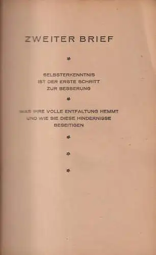 Buch: Lebensmeisterschaft Zweiter Brief, Dualim, 1919, Archiv für Lebenskunst