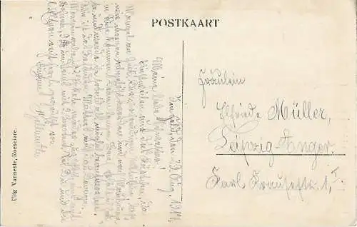 AK Hooghlede. kerk St Amand. ca. 1917, Postkarte. Ca. 1917, gebraucht, gut