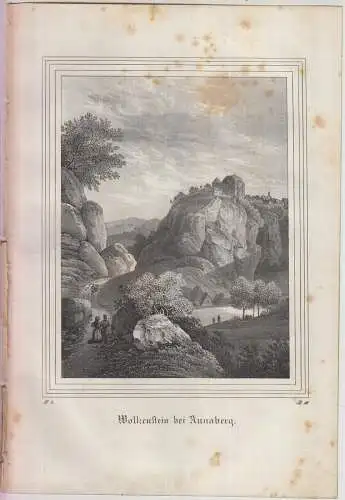 Lithografie: Wolkenstein bei Annaberg, 1836, Eduard Pietzsch & Comp, Grafik