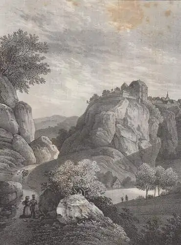 Lithografie: Wolkenstein bei Annaberg, 1836, Eduard Pietzsch & Comp, Grafik