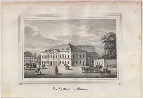 Lithografie: Das Hoftheater zu Weimar, 1836, Eduard Pietzsch & Comp, Grafik