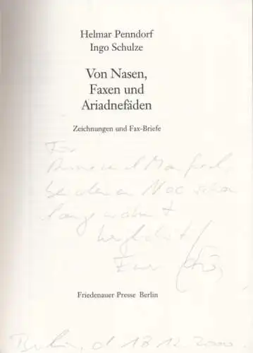Buch: Von Nasen, Faxen und Ariadnefäden, Penndorf, Helmar / Schulze, Ingo. 2000