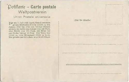 AK Hamburg. Michaeliskirche. ca. 1906, Postkarte. Ca. 1906, gebraucht, gut