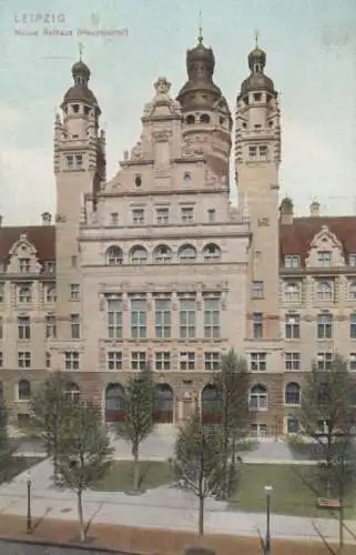 AK Leipzig. Neues Rathaus (Hauptportal). 1905, Postkarte. 1905, gebraucht, gut