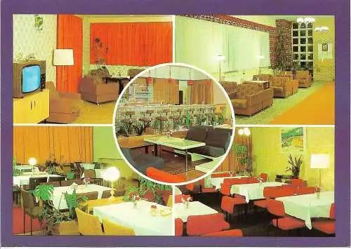 AK Groß Labenz. Fernsehraum. Empfangshalle. Restaurant. Klubraum. Bar. ca. 1981