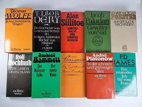10 Bände ex libris DDR Volk und Welt, Bassani, Sillitoe, Wolfe, Paludan, Hammett