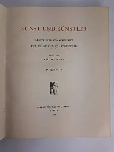 Buch: Kunst und Künstler Jahrgang X, 1912, Karl Scheffler, Bruno Cassirer Verlag