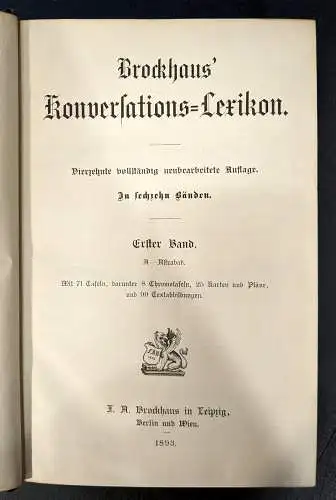 Buch: Brockhaus Konversations-Lexikon in sechzehn Bänden, 1893, 16 Bände