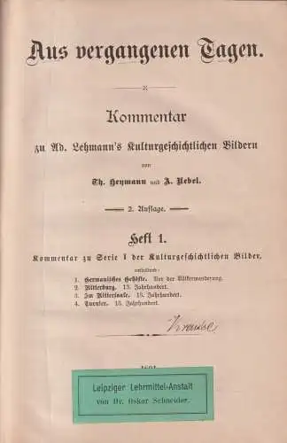 Buch: Aus vergangenen Tagen, Heft 1-3, Heymann / Uebel, 1893, 3 Teile in 1 Band