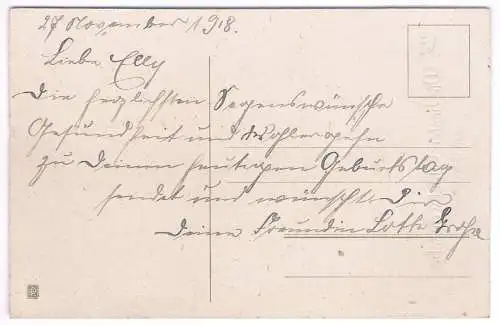 AK Die besten Glückwünsche zum Geburtstag. Postkarte, ca. 1918, gebraucht, gut