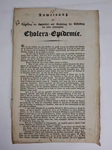 Faltblatt: Anweisung zur Erhaltung der Gesundheit ... bei Cholera-Epidemie, 1831