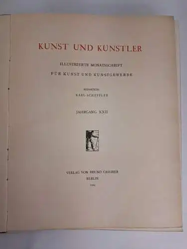 Buch: Kunst und Künstler Jahrgang XXII, 1924, Karl Scheffler, Bruno Cassirer