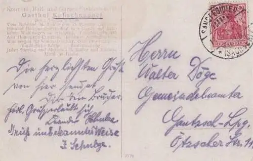 AK Gruß aus Kuhschnappel. Gasthof Kuhschnappel. ca. 1921, Postkarte. Serien Nr