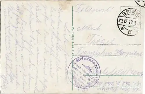 AK Grimma. Partie an der Mulde. Fährhaus Höfgen. ca. 1917, Postkarte. Serien Nr