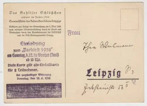AK Das Gohliser Schlösschen, H. Dörffel, 1938, Postkarte, Leipzig, Ansichtskarte