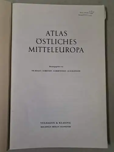 Buch: Atlas östliches Mitteleuropa, 2 Bände, Th. Kraus, 1959, Velhagen & Klasing