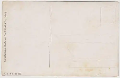 AK Skiunfall - Illustrierte Postkarte von O. Braun, Adolf Klauß & Co. Leipzig